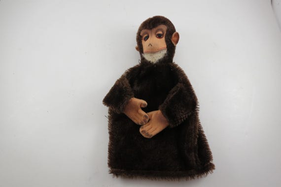 1950's 60's Brown Monkey Mohair Hand Puppet Likely Steiff Very Good Original Condition Jocko