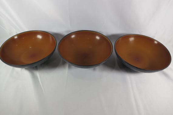 Set of 3 Sakura Port of Call Mandalay Orange Soup Bowls (7 3/4 Inch)