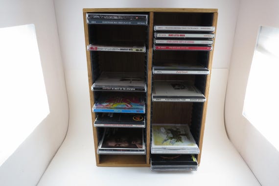 Vintage 90's Faux Wood CD Holder Display – Holds 60 Discs