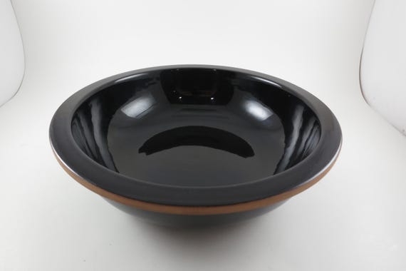 Vintage Depretis Linea Tre Black Italian Stoneware 10 Inch Rimmed Bowl