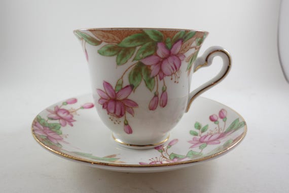 Vintage Rosina Fine Bone China Cup and Saucer Set Pink Gold No 3943
