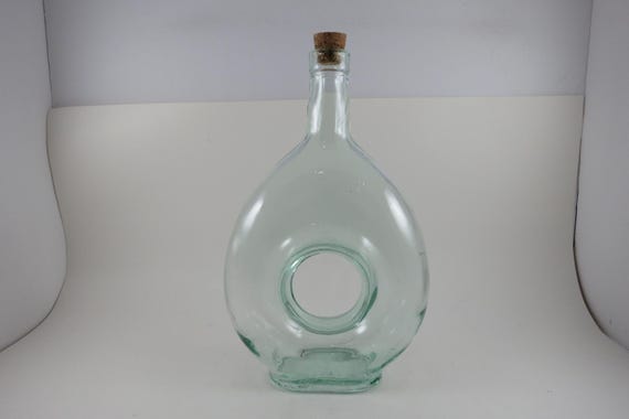 Murano Hand Blown Sea Foam Green Donut Bottle Vase (10" Tall)