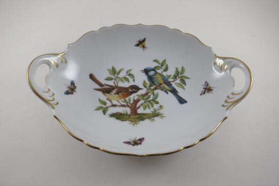 Vintage Kaiser (W Germany) Tiergarten Double Handled Candy/Trinket Dish Birds Butterflies