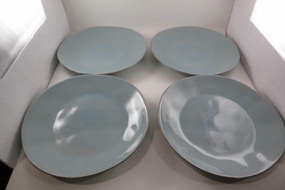 Crate & Barrel Marin Blue 10 1/2 Inch Dinner Plates-Set of 4