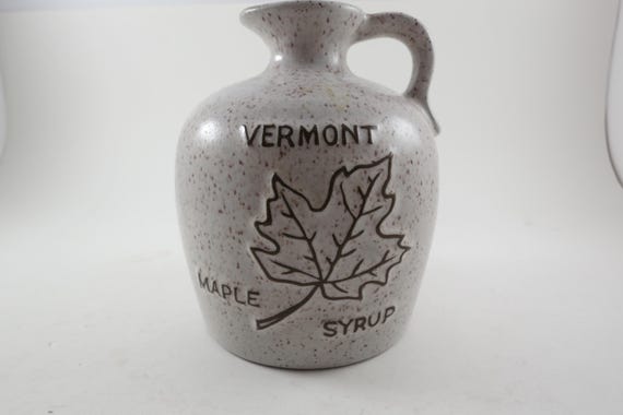 Speckled Stoneware Onion River Pottery Vermont Maple Syrup Jug