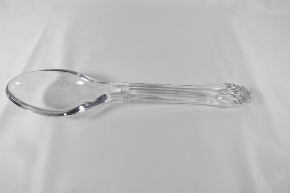 Large 9 1/2 Inch Clear Glass Salad Serving Spoon