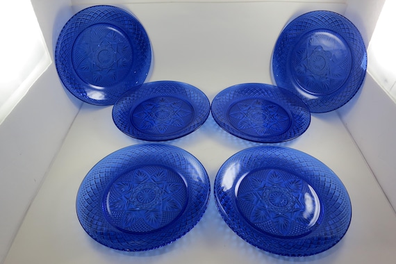 Cristal D'Arques Sapphire Blue Salad Plates, Set of 6