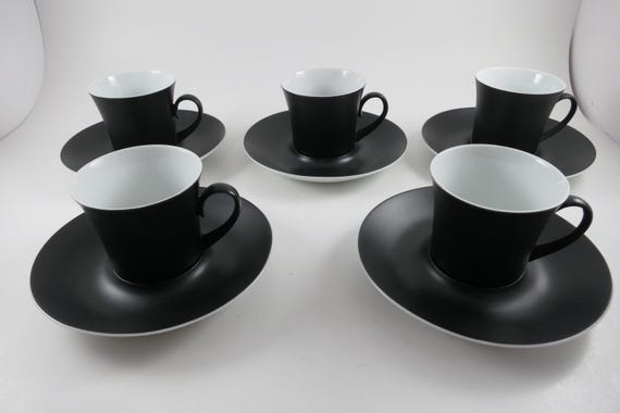 5 Block Spain Bidasoa Demitasse Cup and Saucer Sets Plus Bonus Cream and Sugar