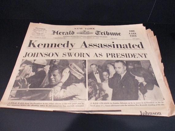 Vintage Friday November 23 1963 NY Herald Tribune Kennedy Assassinated Johnson Sworn In As President