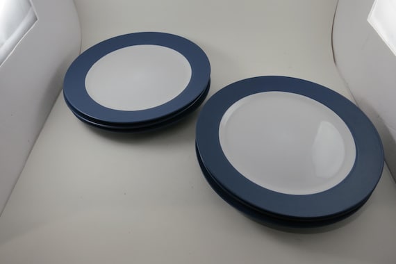 Set of Six Vintage Pfaltzgraff Everyday Harmony Cobalt 10 1/2 Inch Dinner Plates