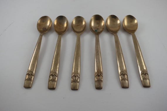 Bronze Ware Siam Thailand Flatware Erawan Set of 6 Small Spoons
