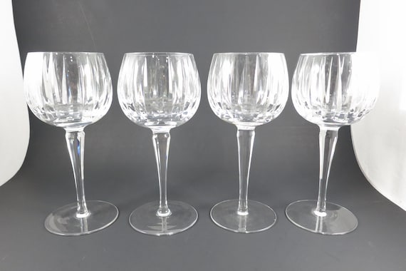 Set of 4 Peerage by Astral Crystal Hock Wine Glasses Vertical Cuts