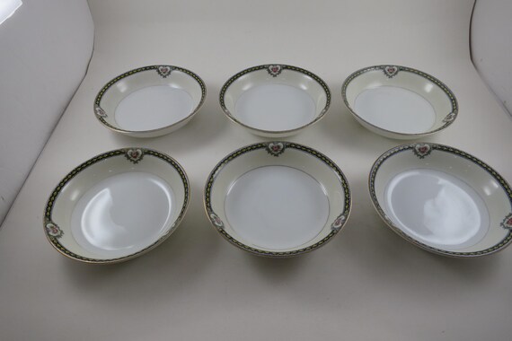 Set of Six Vintage 1920's Noritake Kenosha Pattern 5 1/4 Inch Fruit/Sauce Bowls