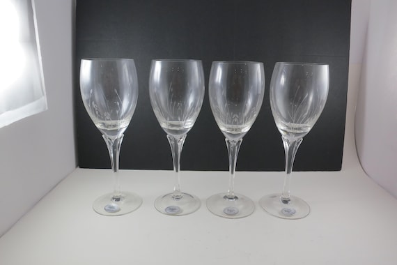 Vintage Gorham Crystal Wine Glasses - Etched Design, Original Stickers, Set of 4