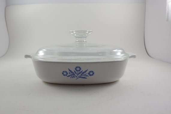 Vintage Corning Ware Skillet: 7" Blue Cornflower with Glass Lid