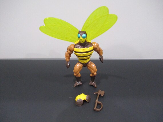 Vintage 1984 Masters of the Buzz Off Action Figure MOTU Buzz-Off Original 6 Inch Figure with Accessories