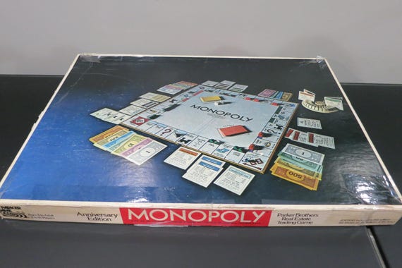 Vintage 1974 Board Game Monopoly 40th Anniversary Edition Rough Box