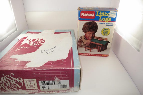 1986 Playskool Lincoln Logs Set: 172 Pieces, Original Box Included