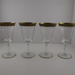 Vintage Tiffin Franciscan Gold Rimmed Water Wine Glasses - Set of 4