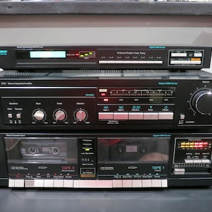 Vintage 80s MCS Home Stereo System: Tuner, Amplifier, Double Cassette Decks