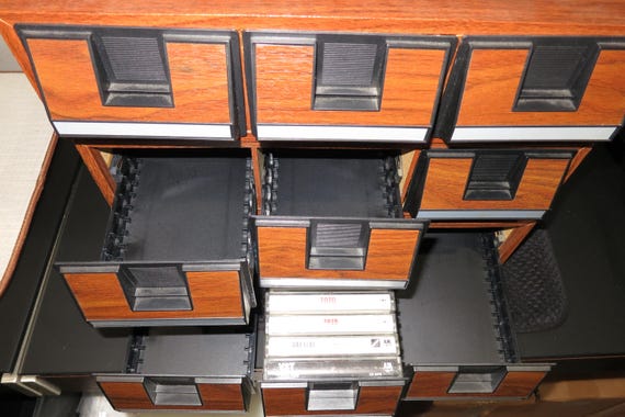 Vintage 1980s Faux Wood Cassette Tape Holder: Holds 42 Tapes 2 Available