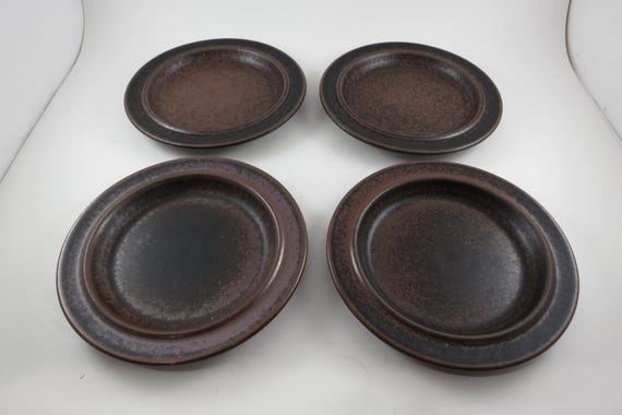 1960s Arabia Finland Ruska Stoneware Bread Plates, Set of 4