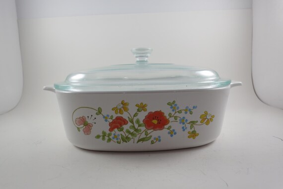 1977-1979 Corning Ware A-2-B 2 Quart Saucepan with Original P-9-C Glass Lid Wildflower Pattern Excellent Condition