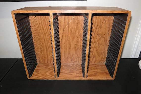 Vintage 90s Faux Wood CD Holder: 60-Disc Capacity Display
