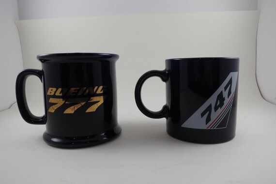 Pair of Vintage Boeing Company Coffee Mugs 777 and 747/767