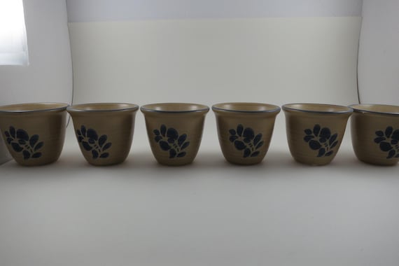 Vintage Pfaltzgraff Folk Art Pattern Set of Six USA Custard Cups
