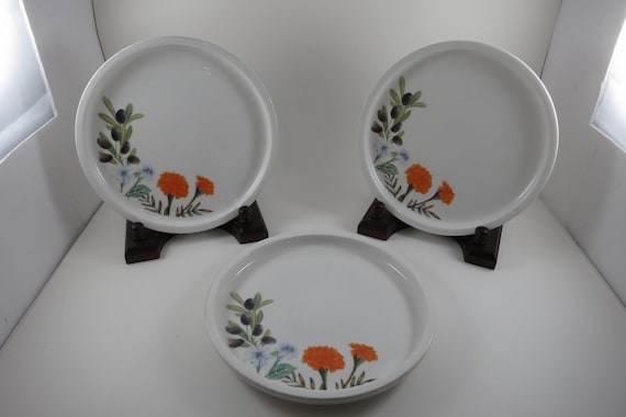 Set of Three Rosee Blanche Ceramic 8 Inch Salad Plates