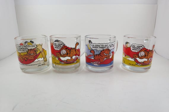Vintage 1978 Garfield McDonald's Jim Davis Collector Cups Set of Four Excellent Condition