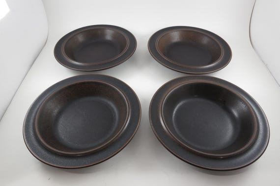 1960s Arabia Finland Ruska Stoneware Soup Bowls, Set of 4