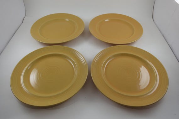 Set of 4 Pier 1 Yellow Handcrafted 8 Inch Salad Plates