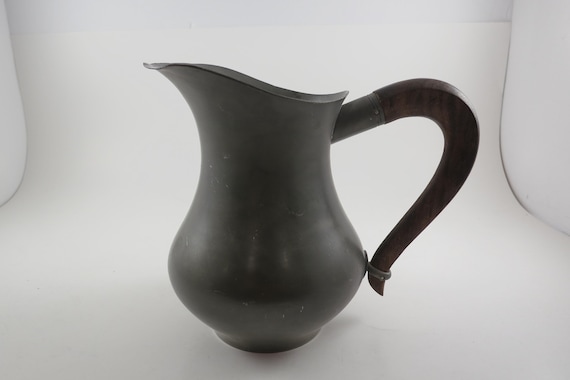 Vintage Pewter Pitcher with Wooden Handle