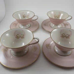 Vintage Royal Splendor China Cup and Saucer Sets: MCM Pink & Cream Gold Trim