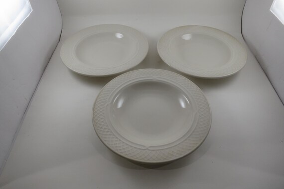 Set of Three Vintage Homer Laughlin Gothic 9 1/8 Inch Large Rim Soup Bowls