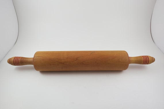 Antique Wooden Rolling Pin Excellent Condition Red Stripes