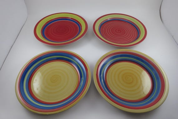 Set of Four Vintage Brylane Home Kitchen Swirl Pattern 7 1/2 Inch Salad Plates