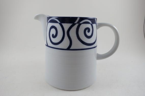 Crate and Barrel Spiral Creamer Spal Porcelain Blue White
