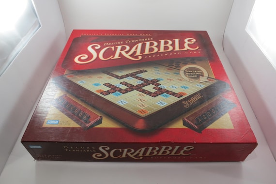 Vintage 2001 Deluxe Collectors Edition Rotating Board Scrabble Milton Bradley 100 Percent Complete Excellent Condition