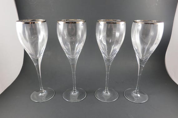 Lenox Firelight Gold Rim Crystal Water Goblets 8 1/4 Inches Tall Set of Four