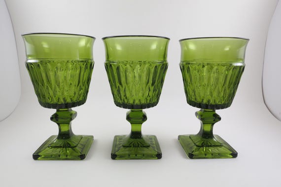 Vintage Indiana Glass Mount Vernon Water Goblets - Set of 3