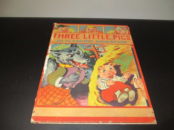 Vintage 1944 Children's Book Three Little Pigs In Flashing Animation Excellent Original Condition Hank Hart
