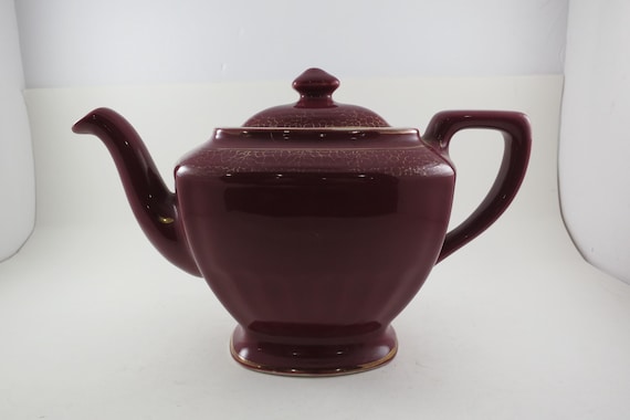 Vintage Hall Hollywood Art Deco Red Teapot with Lid 1950's