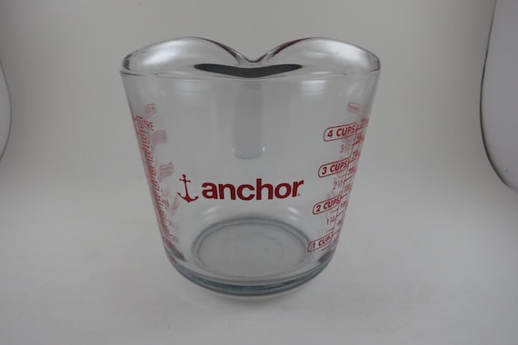 Vintage Anchor Hocking Measuring Cup: 4 Cups 32 Ounce, Red Lettering