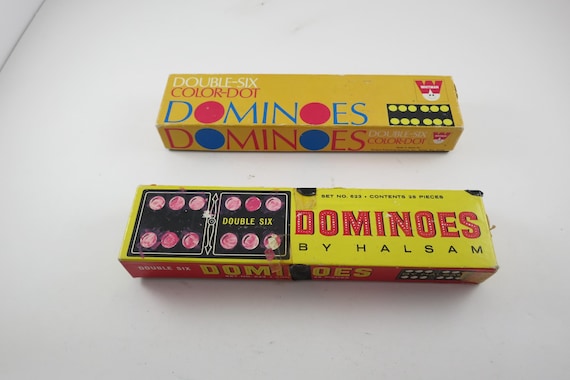 2 Sets of Vintage Mid Century Dominoes Whitman Double Six and Halsam Double Six No 623 In Original Boxes