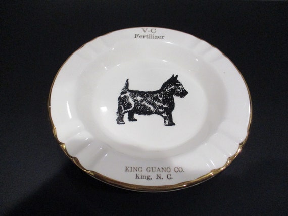 Vintage Advertising Ashtray V-C Fertilizer King Guano Co King NC (King Fertilizer) Gold Trim Sabina Line Excellent Original Condition