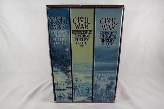 The Civil War: A Narrative 3 Volume Paperback Book Set by Shelby Foote In Slip Case