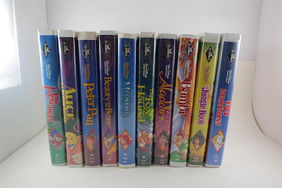 Collection of 10 Disney Black Diamond VHS Tapes Originals Aladdin Bambi Peter Pan